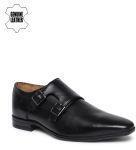 Arrow Black Genuine Leather Monk Shoes Men