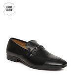 Arrow Black Leather Slip On Formal Shoes Men