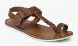 Arrow Rhys Brown Weaved Sandals Men