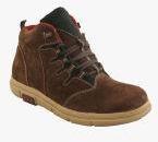 Bacca Bucci Brown Leather Mid Top Trekking Shoes Men