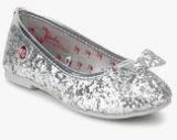 Barbie Glitter Mary Jane Bow Silver Belly Shoes Girls