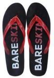 Bareskin Black Flip Flops With Stylish Red Strap For Men