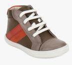 Beanz Brown Leather Mid Top Sneakers Boys