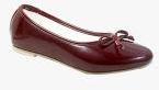 Beanz Maroon Solid Ballerinas Girls