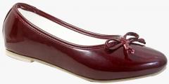 Beanz Maroon Solid Ballerinas girls