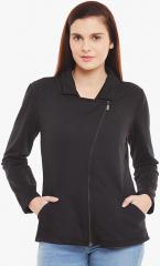 Belle Fille Black Solid Sweat Jacket women