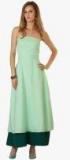 Belle Fille Green Colored Solid Off Shoulder Dress Women