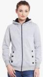 Belle Fille Grey Melange Solid Sweat Jacket Women