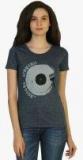 Belle Fille Grey Printed Round Neck T Shirt Women