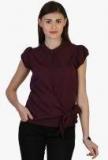 Belle Fille Mauve Solid Cinched Waist Tops Women