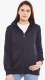 Belle Fille Navy Blue Solid Sweat Jacket Women