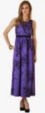 Belle Fille Purple Colored Printed Maxi Dress Women