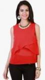 Belle Fille Red Solid Wrap Top Women