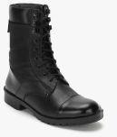 Benera Black Leather Mid Top Flat Boots Men