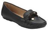 Blue Button Black Moccasins Women