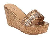 Blue Button Bronze Wedges women