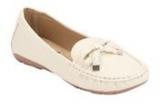 Blue Button White Moccasins Women