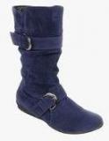 Bruno Manetti Calf Length Navy Blue Boots women