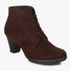 Bruno Manetti Coffee Brown Solid Heeled Boots Women