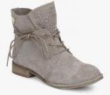 Bugatti Karla Flat Boots Beige Ankle Length Boots women