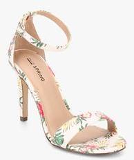 Call It Spring Waylanda Beige Floral Ankle Strap Stilettos women