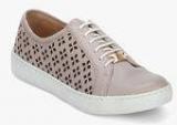 Carlton London Beige Laser Cut Casual Sneakers Women