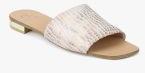 Carlton London Beige Solid Sliders Women