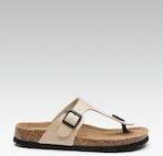 Carlton London Beige Solid T Strap Flats Women