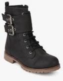 Carlton London Black Buckled Calf Length Boots Women