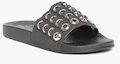 Carlton London Black Embellished Open Toe Flats Women