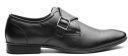 Carlton London Black Leather Formal Monk Shoes Men