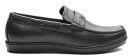 Carlton London Black Leather Semiformal Loafers Men