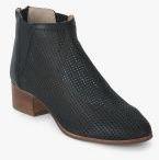 Carlton London Black Solid Heeled Boots Women