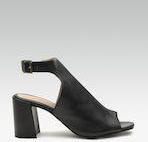 Carlton London Black Solid Leather Heels Women