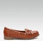 Carlton London Brown Cut Work Loafers With Studded Detail Women