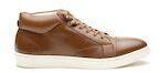 Carlton London Brown Leather Mid Top Sneakers Men