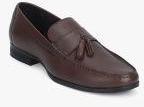 Carlton London Coffee Brown Leather Smart Casual Loafers Men