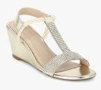 Carlton London Gold Solid Sandals Women