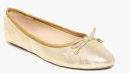 Carlton London Gold Toned Solid Ballerinas With Bow Detail Women