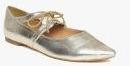 Carlton London Gold Toned Solid Synthetic Ballerinas Women