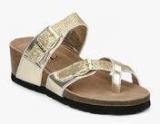 Carlton London Golden Buckled Glitter Sandals women