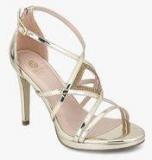 Carlton London Golden Metallic Ankle Strap Stilettos Women