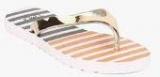 Carlton London Golden Metallic Flip Flops Women