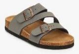 Carlton London Grey Buckled Slippers Men