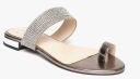 Carlton London Gunmetal Toned Embellished One Toe Flats Women