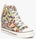 Carlton London Multicoloured Printed Canvas Mid Top Heeled Sneakers Women