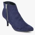 Carlton London Navy Blue Solid Heeled Boots Women