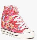 Carlton London Red Floral Print Mid Top Heeled Sneakers Women