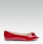 Carlton London Red Solid Synthetic Peep Toe Ballerinas Women