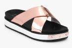 Carlton London Rose Gold Open Toe Flats Sandals Women